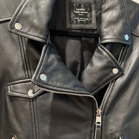 Zara 100% Real Leather Motorcycle Jacket - Picture 5 of 14